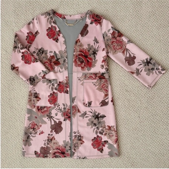T Tahari Faux Suede Floral Jacket - Picture 2 of 12